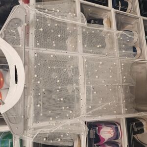 Akira Pearl-Embellished Mesh Top